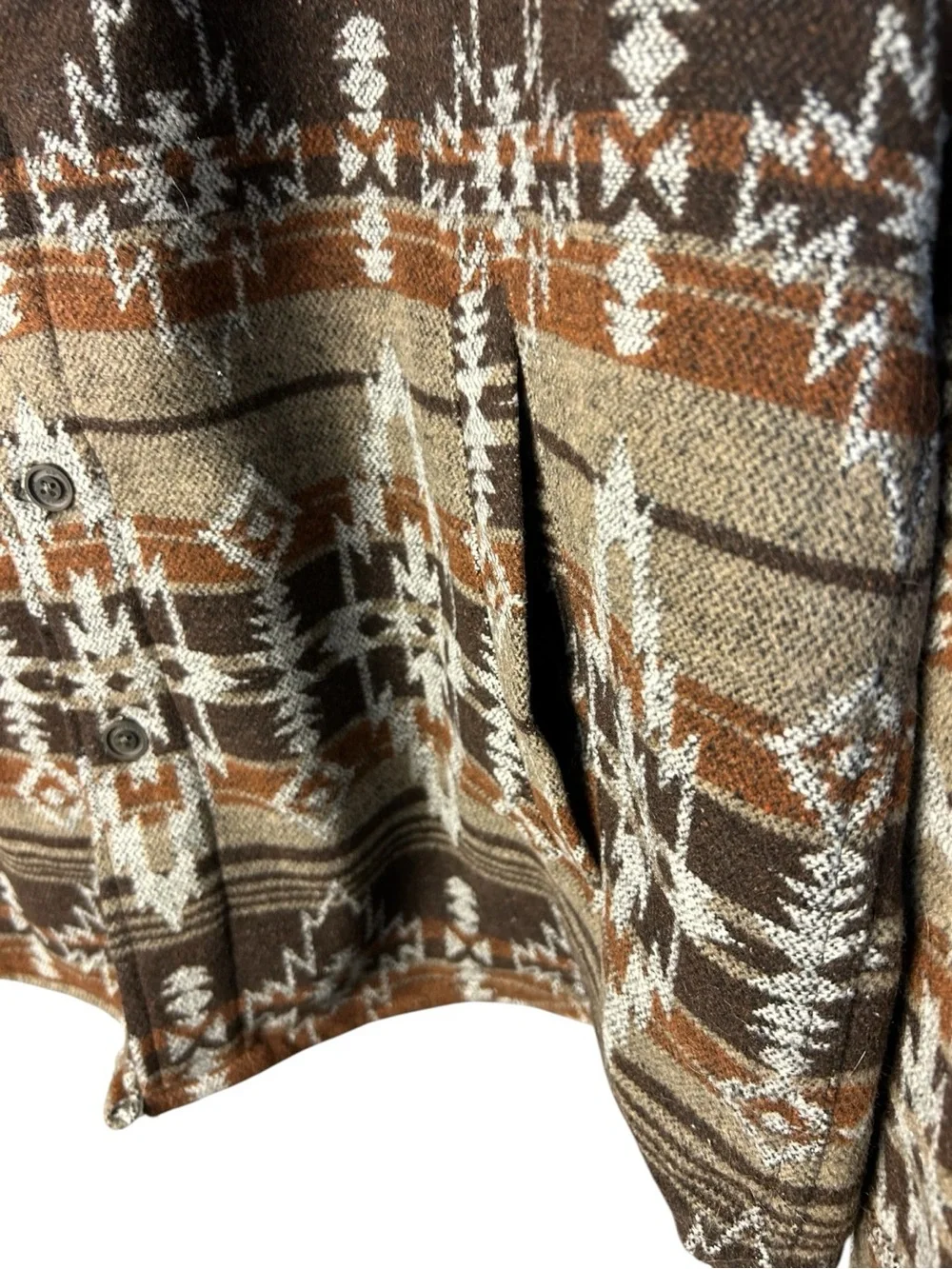 Weatherproof Men’s Brown & Tan Aztec Button-Up Shirt Jacket Size XXL NWT